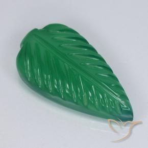 3.68 ct Green Agate Stone, Natural Agate in Fantasy Carved Leaf Shape for Sale