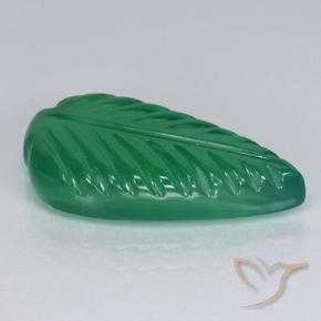 Agate Gemstone in 16.8 x 8.9 mm Size for Sale, Agate Stone in Medium Green Color