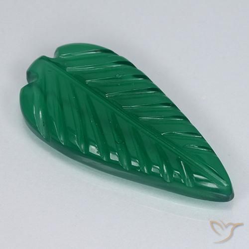 3.17 ct Green Agate Stone, Natural Agate in Carved Leaf Shape for Sale