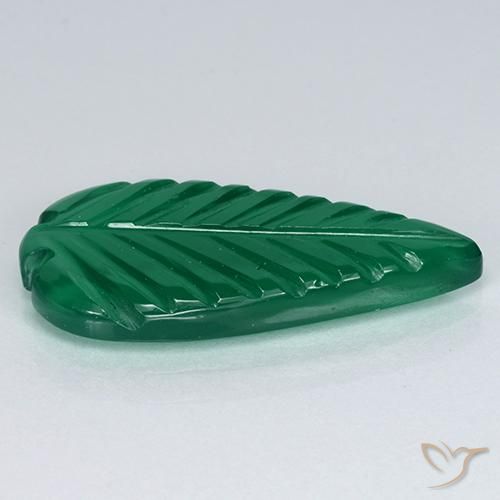 Agate Gemstone in 19 x 9.1 mm Size for Sale, Agate Stone in Medium Deep Green Color