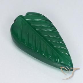 3.23 ct Green Agate Stone, Natural Agate in Fantasy Carved Leaf Shape for Sale