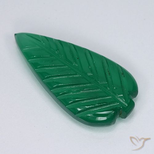 3.52 ct Green Agate, 19.1 x 9.5 mm Carved From India, Photo A