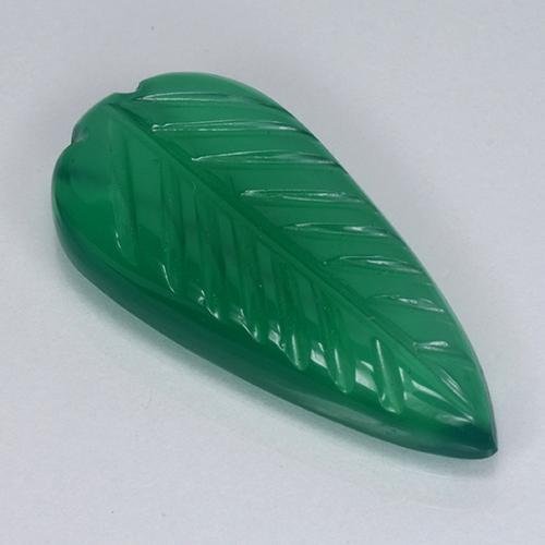 3.07 ct Green Agate Stone, Natural Agate in Carved Leaf Shape for Sale