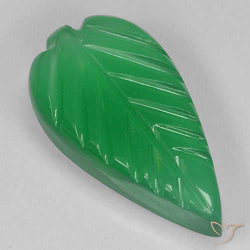Agate Vert carved leaf 15,9x8,4 mm de l'Inde, poids de 3,62 ct, pierre gemme naturelle Teinté de pureté Translucide, 1 pièce d'agate , couleur : Vert jaunâtre, dureté de Mohs de 6.5 à 7 convient aux bijoux de tous les jours, pierre de sagesse, Photo A
