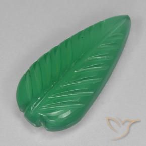 3.15 ct Green Agate Stone, Natural Agate in Fantasy Carved Leaf Shape for Sale