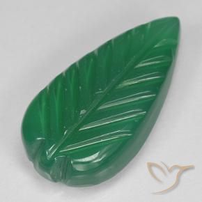 3.98 ct Green Agate Stone, Natural Agate in Fantasy Carved Leaf Shape for Sale