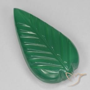 4.01 ct Green Agate Stone, Natural Agate in Fantasy Carved Leaf Shape for Sale