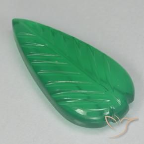 3.82 ct Green Agate Stone, Natural Agate in Fantasy Carved Leaf Shape for Sale