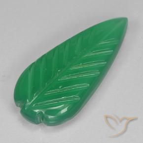 3.06 ct Green Agate Stone, Natural Agate in Fantasy Carved Leaf Shape for Sale