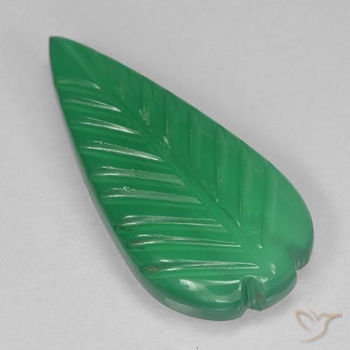 3.92 ct Green Agate Stone, Natural Agate in Carved Leaf Shape for Sale