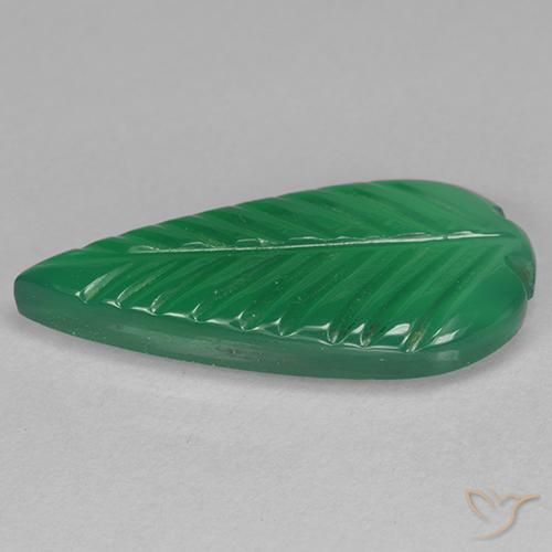 Agate Gemstone in 19.8 x 9.7 mm Size for Sale, Agate Stone in Medium Green Color