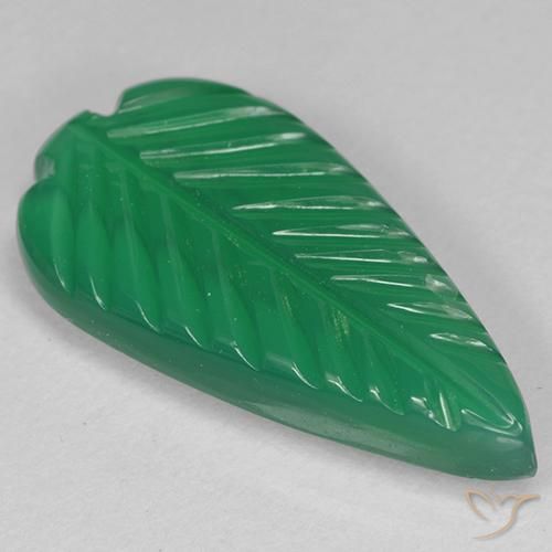 3.49 ct Green Agate, 18.5 x 9.3 mm Carved From India, Photo A