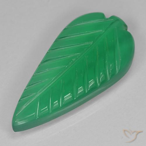 4.07 ct Green Agate Stone, Natural Agate in Carved Leaf Shape for Sale