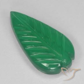 2.74 ct Green Agate Stone, Natural Agate in Fantasy Carved Leaf Shape for Sale