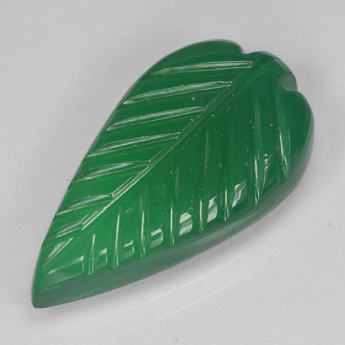 Medium Green Агат Камень - 4.3ct Fantasy Carved Leaf (ID: 501145)