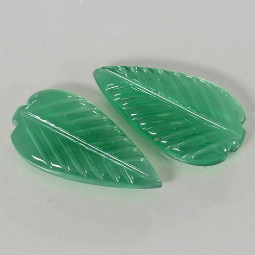 Light Green Agate Gem - 2.9ct Fantasy Carved Leaf (ID: 501158)