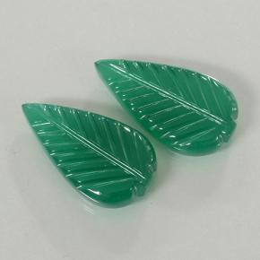 8.71 ctw Green Agate Gemstones, Agate Gems in Fantasy Carved Leaf Shape for Sale.