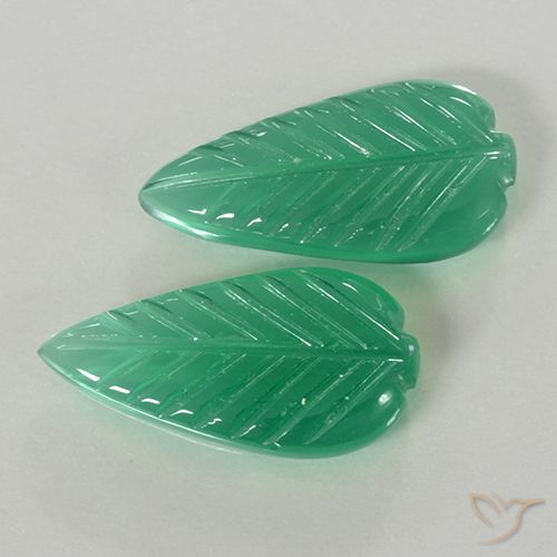 7.67 ct Green Agate, 19 x 9.7 mm Carved From India, Photo A