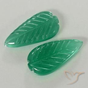 7.67 ctw Green Agate Stones, Natural Agate in Fantasy Carved Leaf Shape for Sale