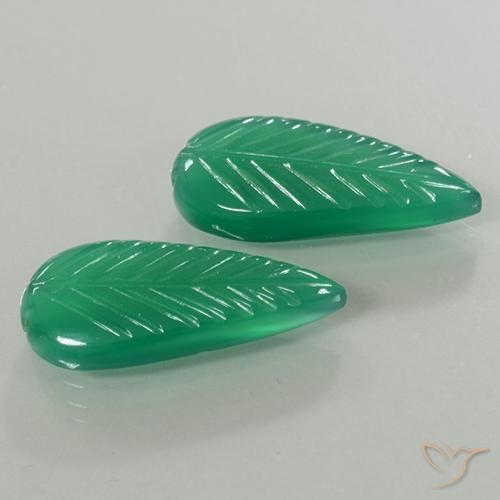 Agate Gemstones in 19.2 x 9.7 mm Size for Sale, Agate Stones in Warm Green Color
