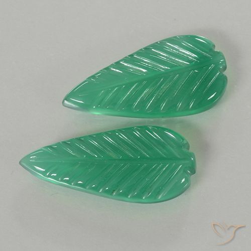 6.39 ct Green Agate, 19.2 x 8.6 mm Carved From India, Photo A