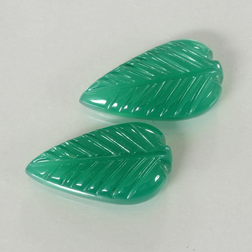 Medium Green Agate Gem - 3.3ct Fantasy Carved Leaf (ID: 501164)