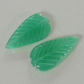 6.47 ctw Green Agate Stones, Natural Agate in Fantasy Carved Leaf Shape for Sale