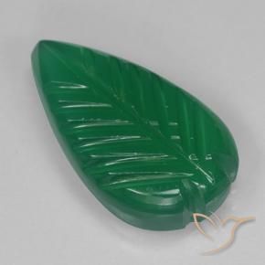 3.60 ct Green Agate Stone, Natural Agate in Fantasy Carved Leaf Shape for Sale