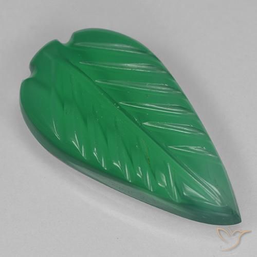 3.30 ct Green Agate Stone, Natural Agate in Carved Leaf Shape for Sale