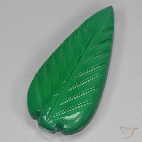 3.60 ct Green Agate Stone, Natural Agate in Carved Leaf Shape for Sale
