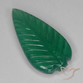 2.19 ct Green Agate Stone, Natural Agate in Fantasy Carved Leaf Shape for Sale