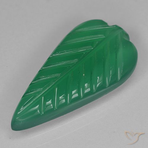 2.8 ct Green Agate, 16.9 x 8.6 mm Carved From India, Photo A
