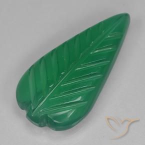 2.80 ct Green Agate Stone, Natural Agate in Fantasy Carved Leaf Shape for Sale