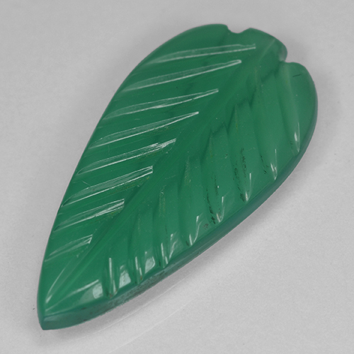 2.24 ct Green Agate Gemstone, Agate Gem in Carved Leaf Shape for Sale.
