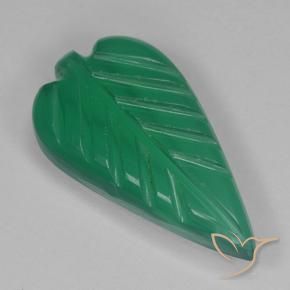 2.16 ct Green Agate Stone, Natural Agate in Fantasy Carved Leaf Shape for Sale
