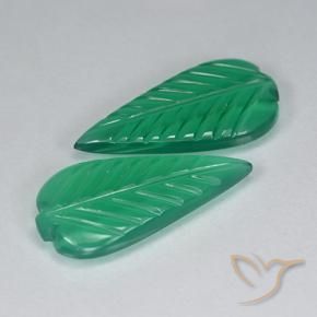 5.62 ctw Green Agate Stones, Natural Agate in Fantasy Carved Leaf Shape for Sale