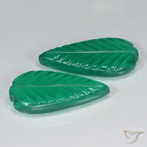 2pc Matching Fancy Green Agates in Size 18.7x9.1 mm, Weight 6.86ct total / avg. 3.43ct each, Warm Green in Translucent Clarity, Natural Gemstone, Mohs Hardness 6.5 - 7 suitable for daily wear jewelry, Photo A
