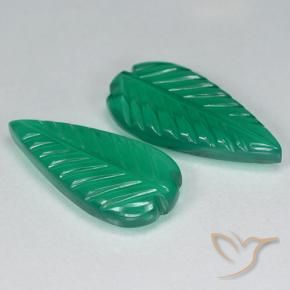 6.86 ctw Green Agate Stones, Natural Agate in Fantasy Carved Leaf Shape for Sale