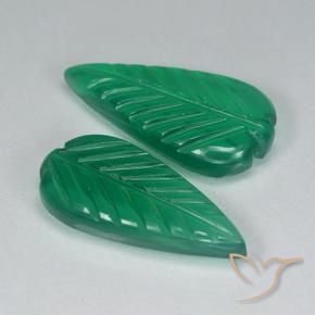 7.52 ctw Green Agate Stones, Natural Agate in Fantasy Carved Leaf Shape for Sale