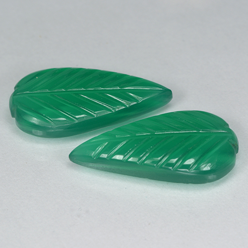 Medium Green Agate Gem - 3.2ct Fantasy Carved Leaf (ID: 501233)