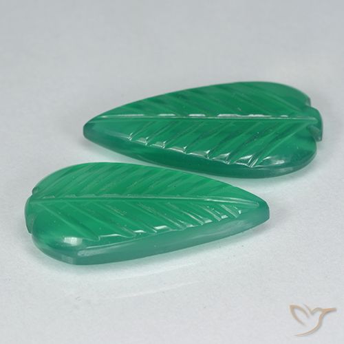 6.44 ct Green Agate, 18.3 x 9.3 mm Carved From India, Photo A
