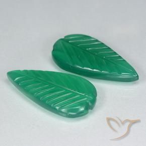 6.44 ctw Green Agate Stones, Natural Agate in Fantasy Carved Leaf Shape for Sale