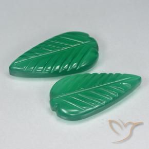 7.70 ctw Green Agate Stones, Natural Agate in Fantasy Carved Leaf Shape for Sale