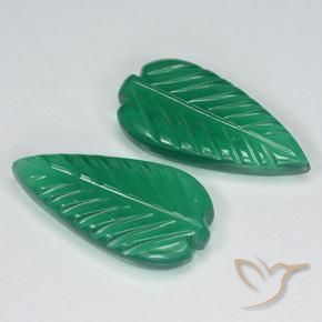 7.35 ctw Green Agate Stones, Natural Agate in Fantasy Carved Leaf Shape for Sale