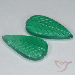 7.05 ctw Green Agate Stones, Natural Agate in Fantasy Carved Leaf Shape for Sale