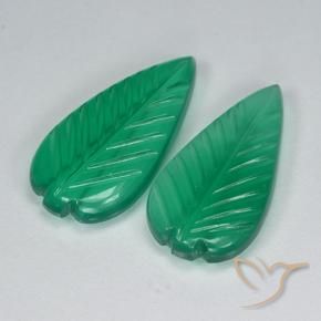 Agate Gemstones in 19.3 x 9.9 mm Size for Sale, Agate Stones in Medium Green Color