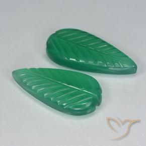 7.23 ctw Green Agate Stones, Natural Agate in Fantasy Carved Leaf Shape for Sale