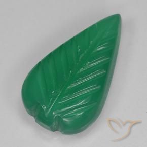2.57 ct Green Agate Stone, Natural Agate in Fantasy Carved Leaf Shape for Sale