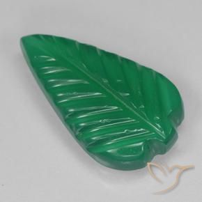 2.62 ct Green Agate Stone, Natural Agate in Fantasy Carved Leaf Shape for Sale
