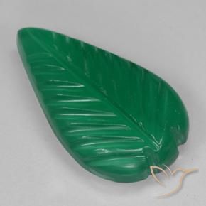 3.07 ct Green Agate Stone, Natural Agate in Fantasy Carved Leaf Shape for Sale